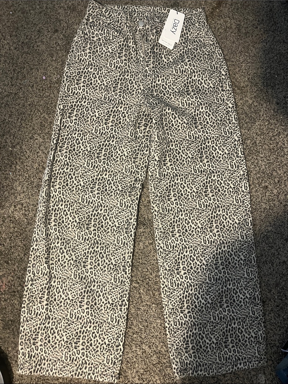 Leopard Print Wide-Leg Pants - Neutral